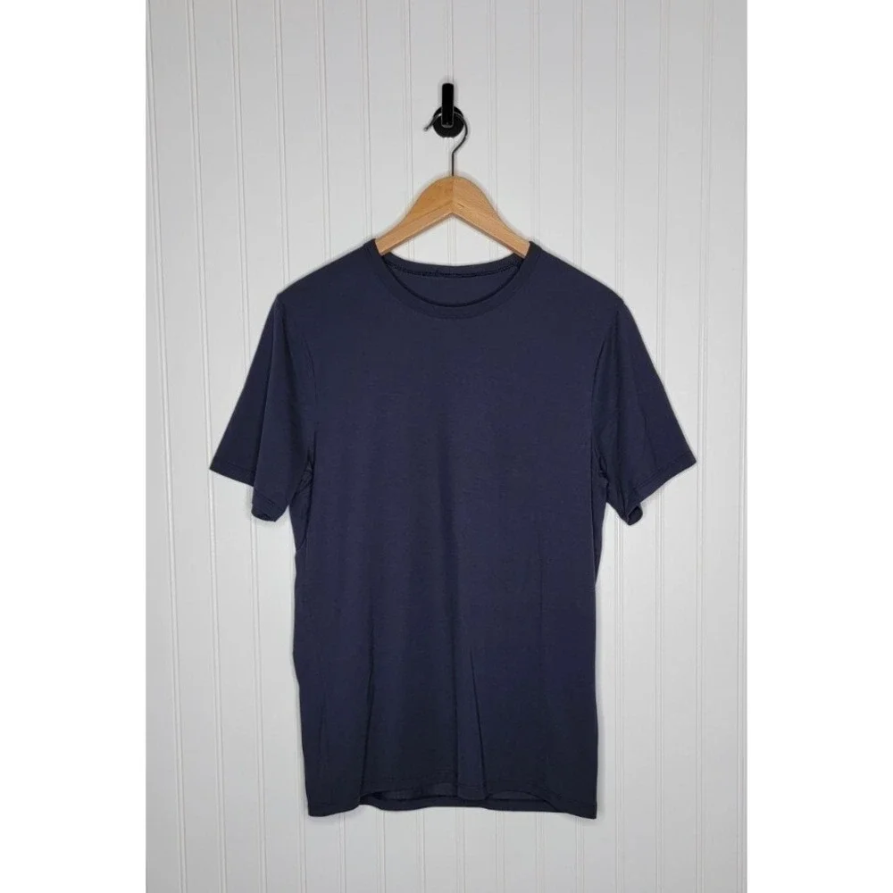 Lululemon Crew Neck Short Sleeve Shirt Mens Size Small Navy Blue Athletic Casual